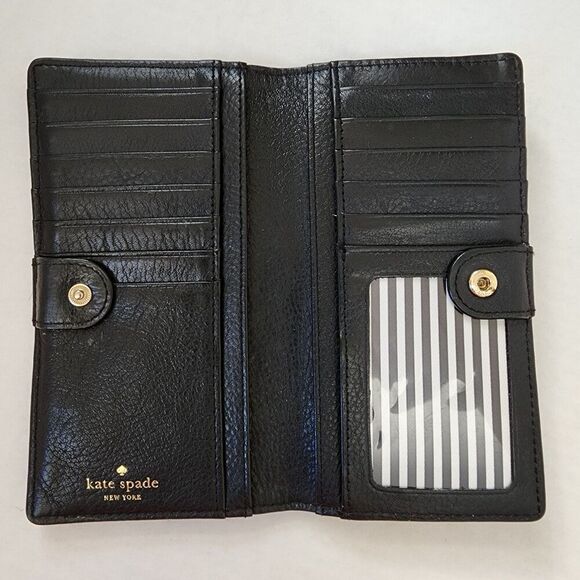 Kate Spade Large Bifold Black Slim Wallet - Picture 3 of 9